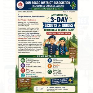 Invitation for 3-Day Scouts  & Guides Training & Testing Camp Pravesh and Pratham Sopan